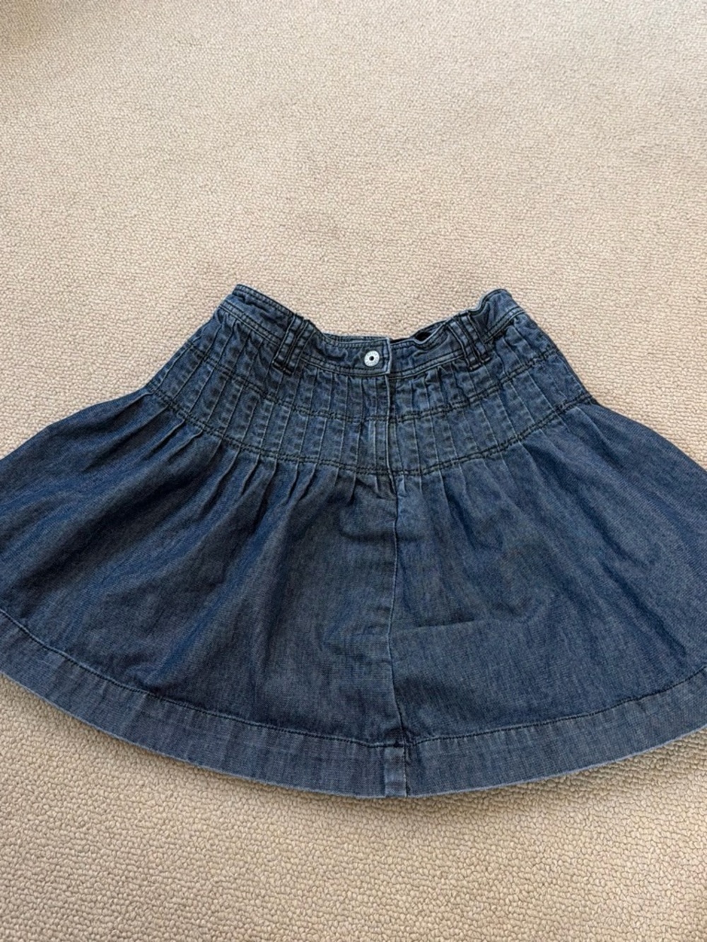Dark Blue Denim Gathered Waist Skirt